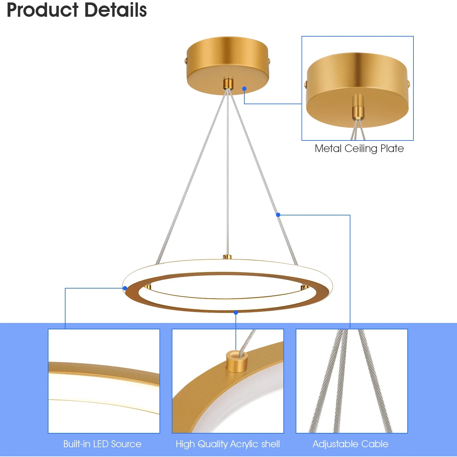 LED-pendelarmatur i ringform